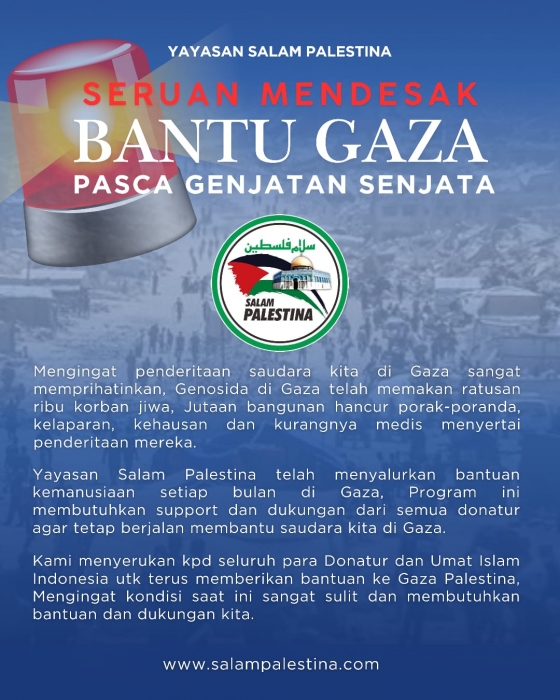 SERUAN BANTUAN UNTUK GAZA PASCA GENJATAN SENJATA